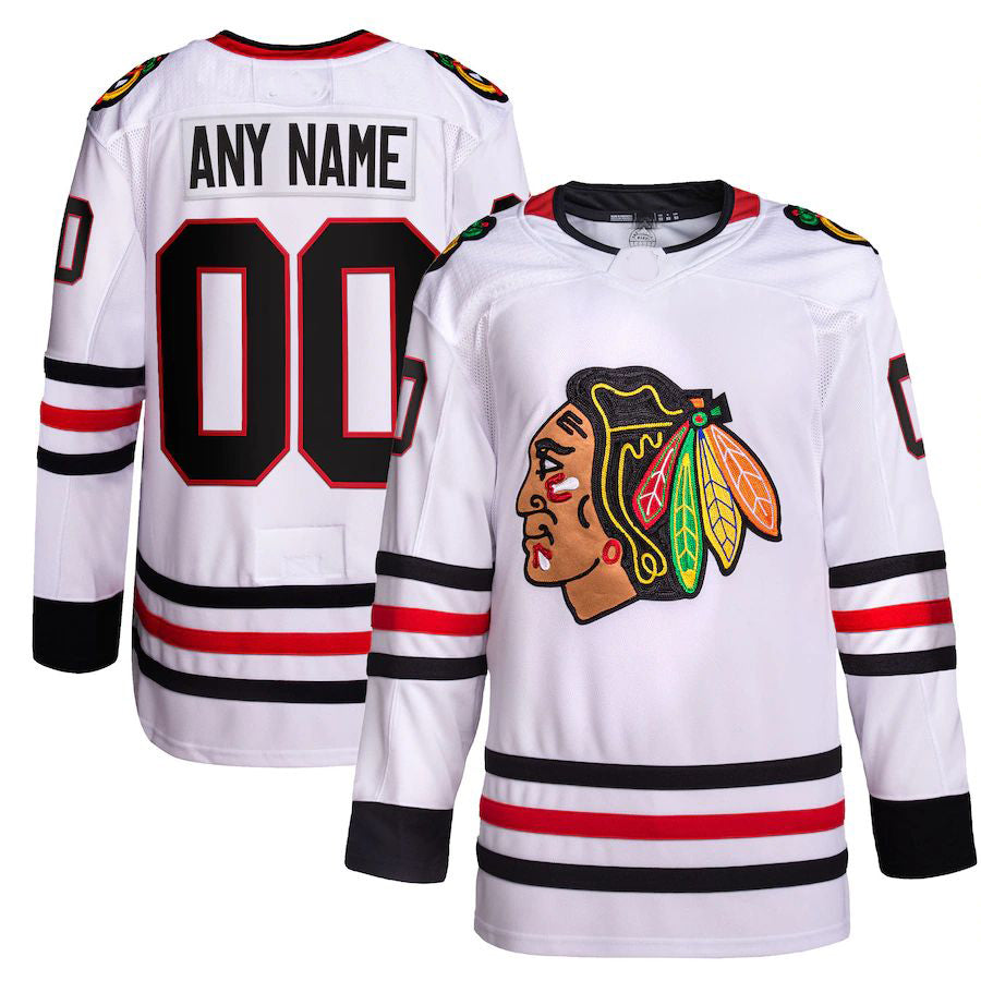 Custom White CHI Hockey Shirt Top