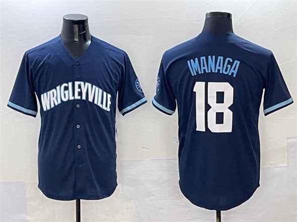 Custom #18 Navy City Connect CHC Baseball Shirt Top