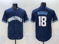Custom #18 Navy City Connect CHC Baseball Shirt Top