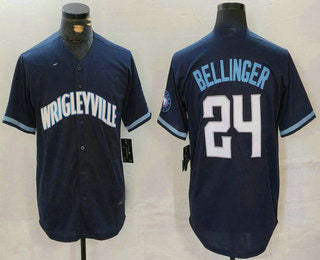 Custom #24 Navy City Connect CHC Baseball Shirt Top