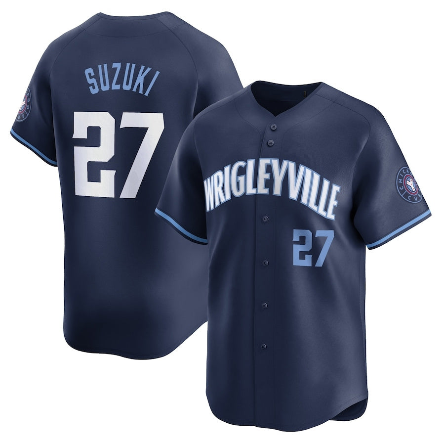 Custom #27 Navy City Connect CHC Baseball Shirt Top