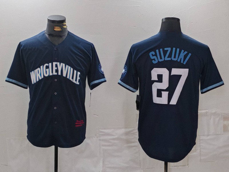 Custom #27 Navy City Connect CHC Baseball Shirt Top