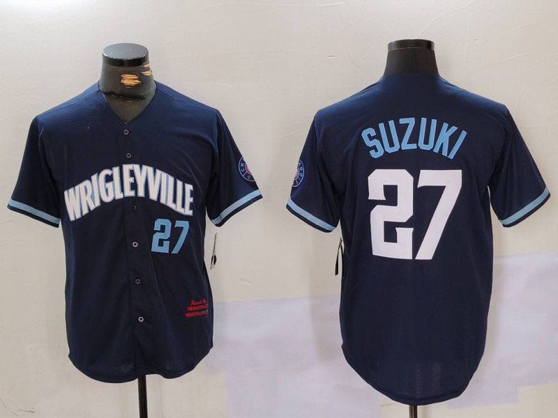 Custom #27 Navy City Connect CHC Baseball Shirt Top