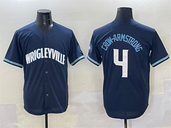 Custom #4 Navy City Connect CHC Baseball Shirt Top