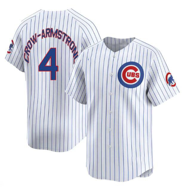 Custom #4 White CHC Baseball Shirt Top