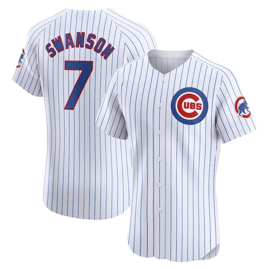 Custom #7 White CHC Baseball Shirt Top