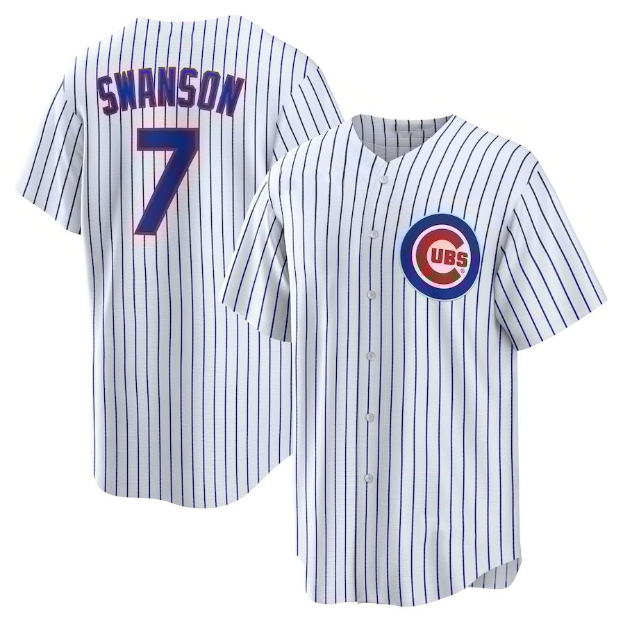 Custom #7 White CHC Baseball Shirt Top