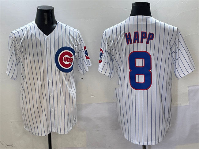 Custom #8 White CHC Baseball Shirt Top