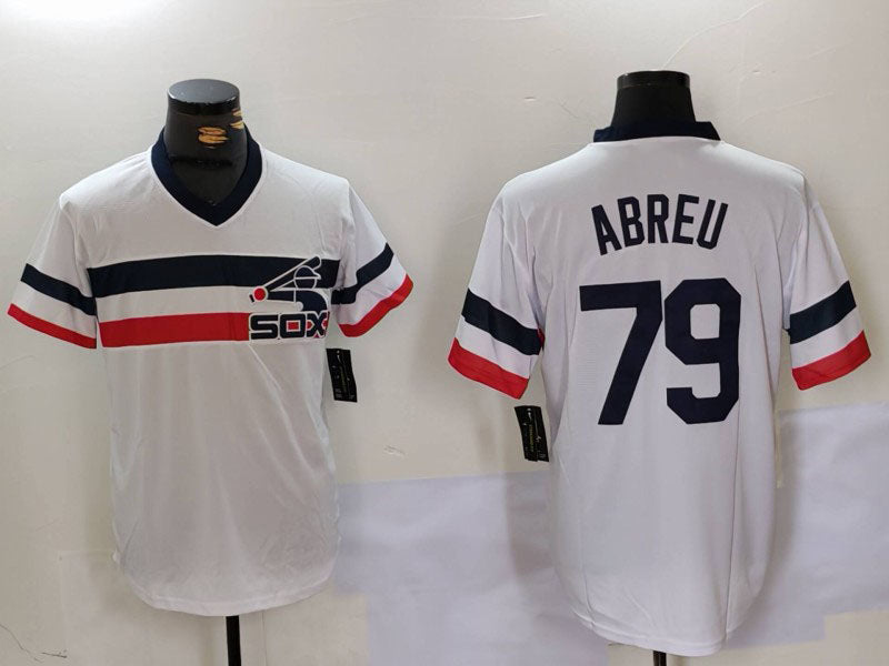 Custom #79 White Throwback CWS Baseball Shirt Top