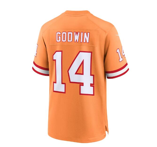 Custom #14 Orange Throwback TB Football Shirt Top