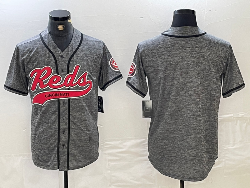 Custom Grey CIN Baseball Shirt Top