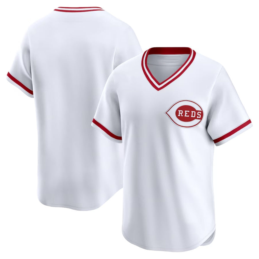 Custom White Throwback CIN Baseball Shirt Top