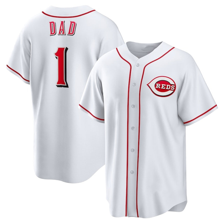 Custom #1 White CIN Baseball Shirt Top