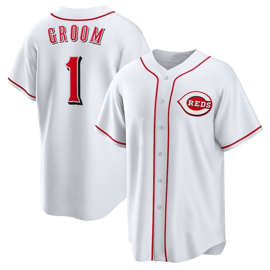 Custom #1 White CIN Baseball Shirt Top