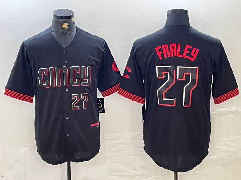 Custom #27 Black 2023 City Connect CIN Baseball Shirt Top