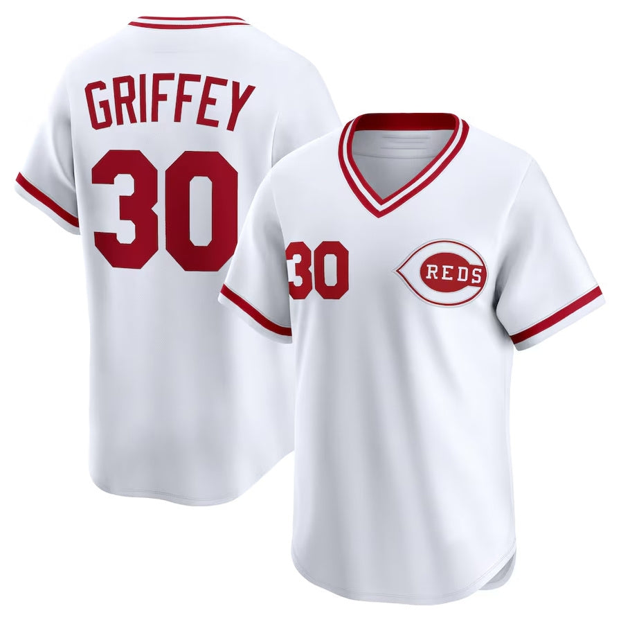 Custom #30 White Throwback CIN Baseball Shirt Top