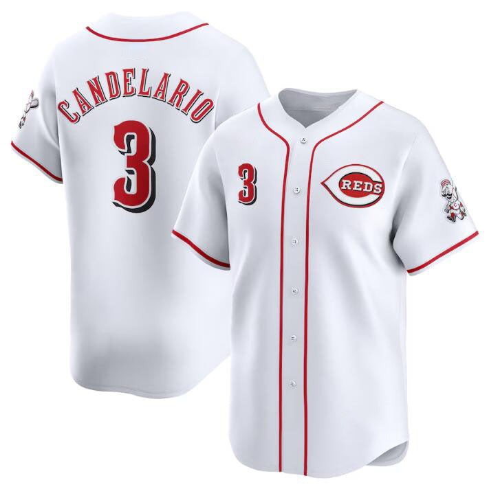 Custom #3 White CIN Baseball Shirt Top