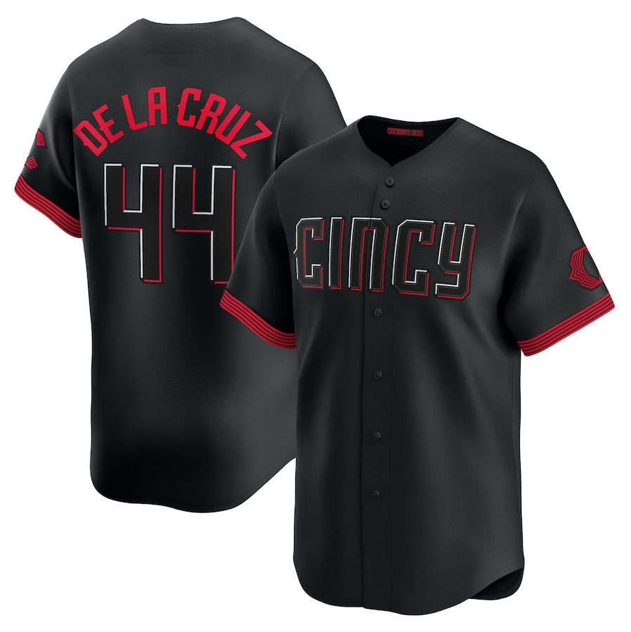 Custom #44 Black City Connect CIN Baseball Shirt Top