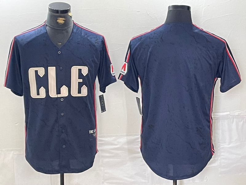 Custom Navy 2024 City Connect CLE Baseball Shirt Top