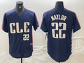 Custom #22 Navy 2024 City Connect CLE Baseball Shirt Top