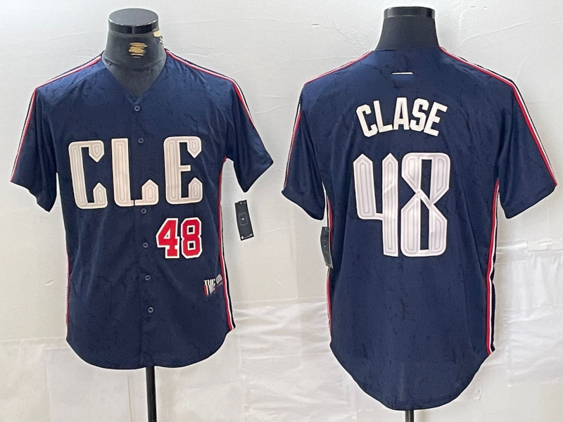 Custom #48 Navy 2024 City Connect CLE Baseball Shirt Top