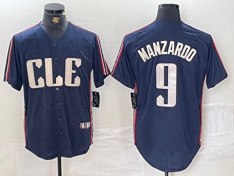 Custom #9 Navy 2024 City Connect CLE Baseball Shirt Top
