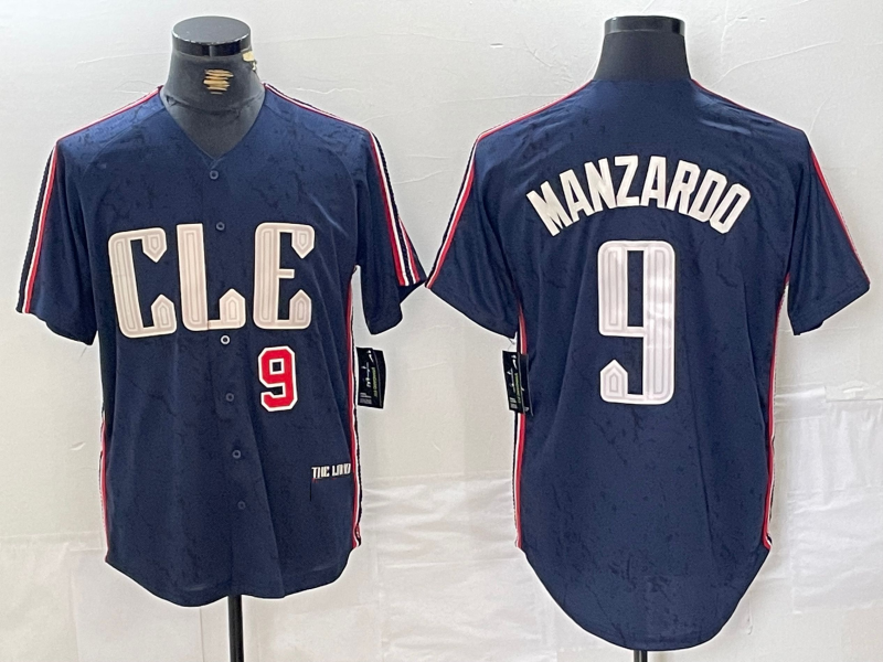 Custom #9 Navy 2024 City Connect CLE Baseball Shirt Top