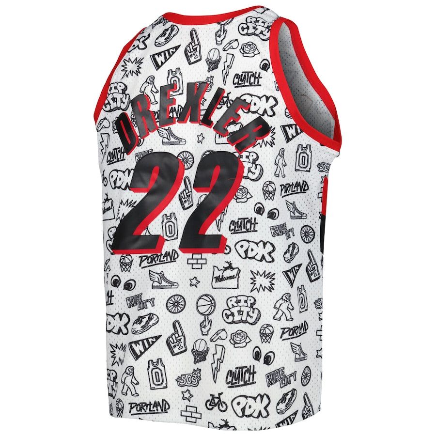 Custom #22 White 1991 POR Basketball Shirt Top