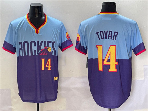 Custom #14 Light Blue 2025 City Connect COL Baseball Shirt Top