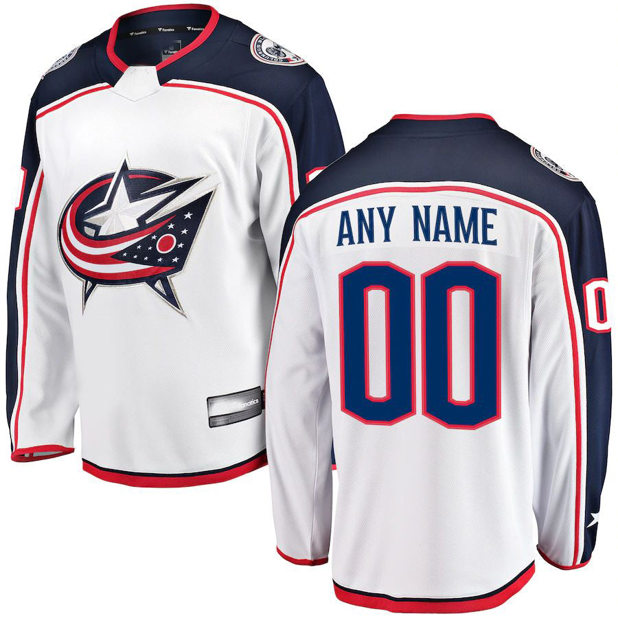 Custom White CBJ Hockey Shirt Top