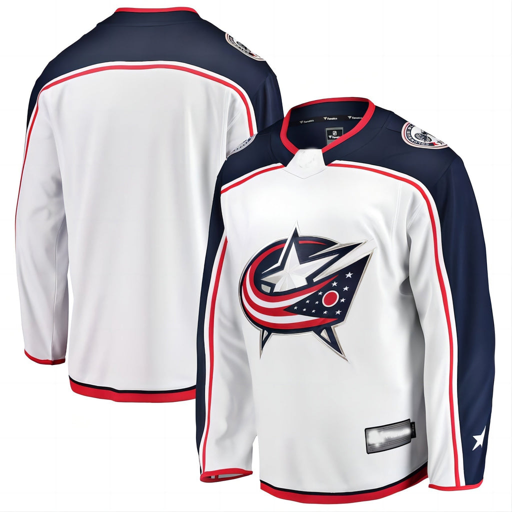 Custom White CBJ Hockey Shirt Top