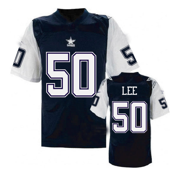 Custom #50 Navy Blue Throwback DAL Football Shirt Top