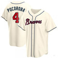 Custom #4 Cream ATL Baseball Shirt Top