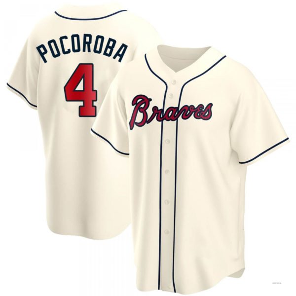 Custom #4 Cream ATL Baseball Shirt Top