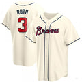 Custom #3 Cream ATL Baseball Shirt Top