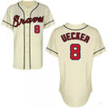 Custom #8 Cream Throwback ATL Baseball Shirt Top