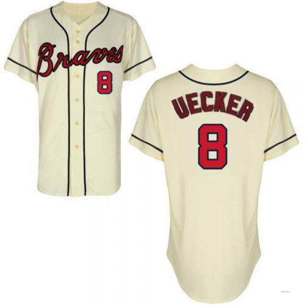 Custom #8 Cream Throwback ATL Baseball Shirt Top