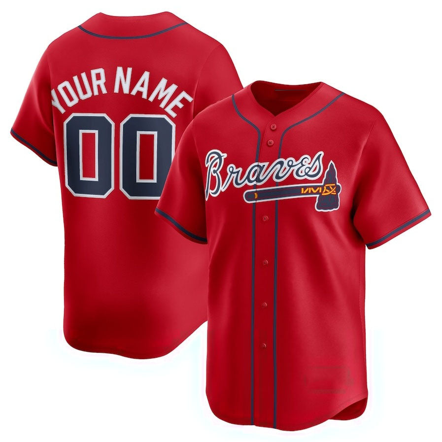 Custom Red ATL Baseball Shirt Top