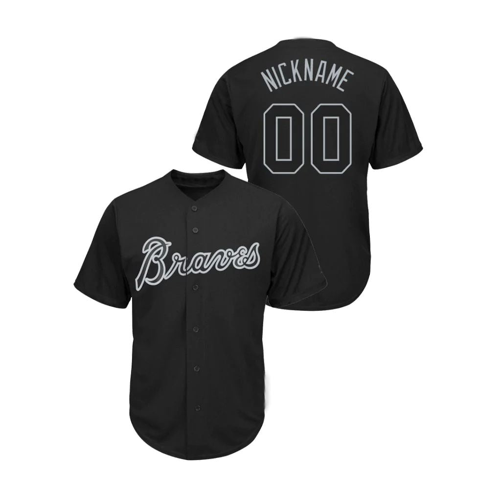 Custom Black ATL Baseball Shirt Top