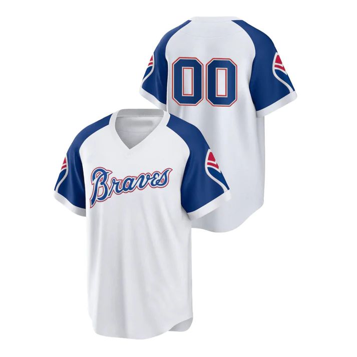 Custom White ATL Baseball Shirt Top