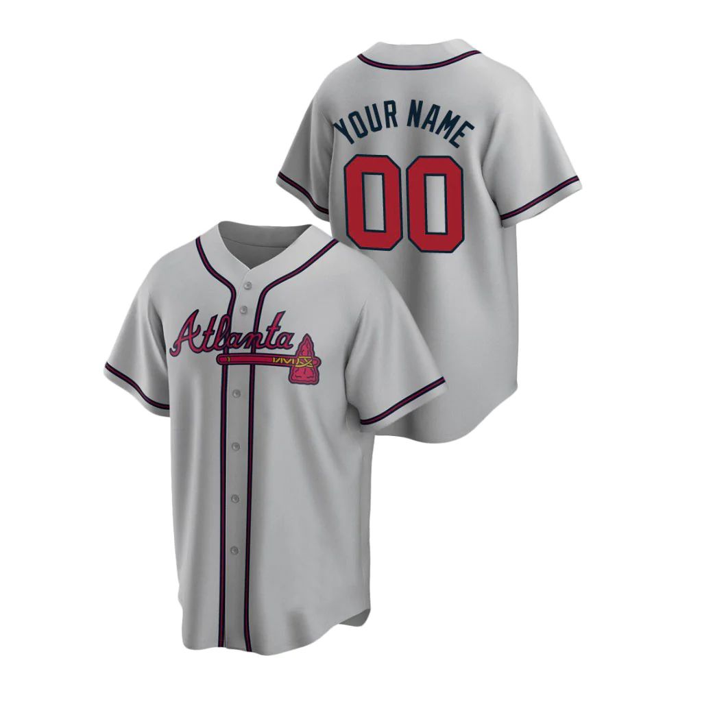 Custom Gray ATL Baseball Shirt Top
