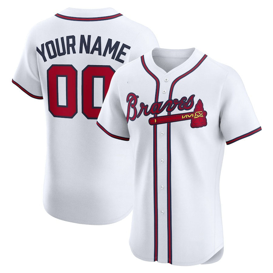 Custom White ATL Baseball Shirt Top