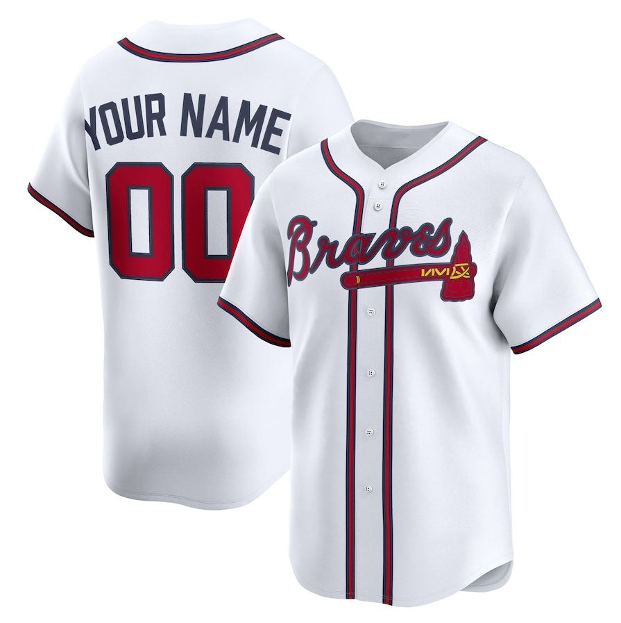 Custom White ATL Baseball Shirt Top