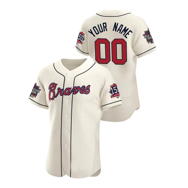 Custom Cream 2021 All Star ATL Baseball Shirt Top