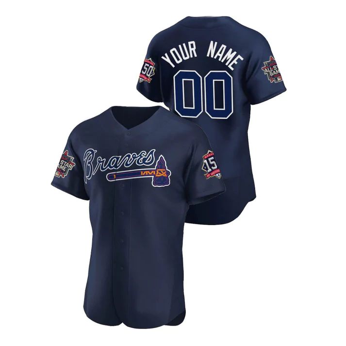 Custom Navy 2021 All Star ATL Baseball Shirt Top