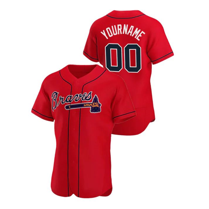 Custom Red ATL Baseball Shirt Top