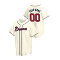 Custom #00 Cream ATL Baseball Shirt Top