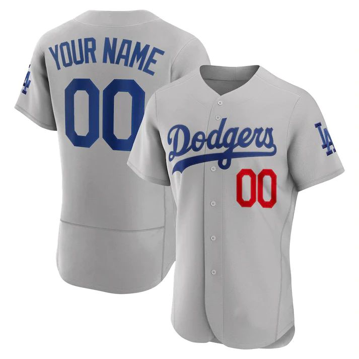 Custom Grey LAD Baseball Shirt Top