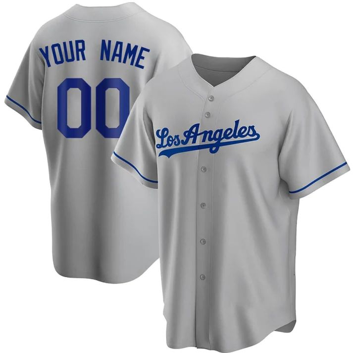 Custom Grey LAD Baseball Shirt Top