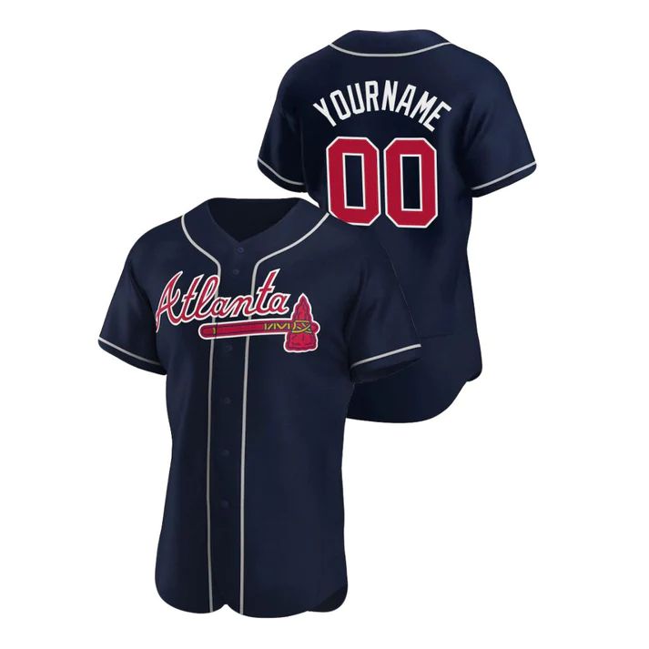 Custom Navy ATL Baseball Shirt Top